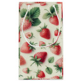 Petit Sac Cadeau Fraises sur baies d'aquarelle crème (Dos)