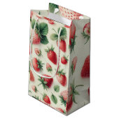 Petit Sac Cadeau Fraises sur baies d'aquarelle crème (Dos Angle)