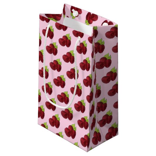 Petit Sac Cadeau Framboises rouges framboises mûres Imprimer (Devant Angle)