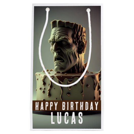 Petit Sac Cadeau Frankenstein Head Anniversaire Gâteau au chocolat (Devant)