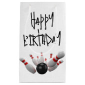 Petit Sac Cadeau Frappe De Bowling Anniversaire Sur Blanc (Devant)