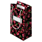 Petit Sac Cadeau Fruit cerise sur noir (Devant Angle)