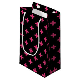 Petit Sac Cadeau Fuchsia polka croise sur noir