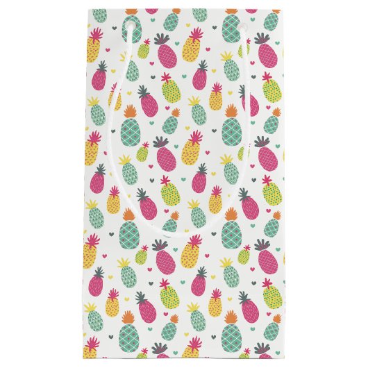 Petit Sac Cadeau Fun Bright Tropical Pineappy motif (Devant)