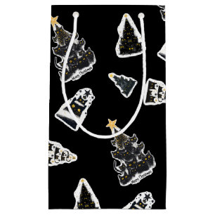 Petit Sac Cadeau Fun chat noir Meowy sapin de Noël