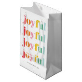 Petit Sac Cadeau Fun Multicolor "Joyeux" Fêtes Personnalisées (Devant Angle)