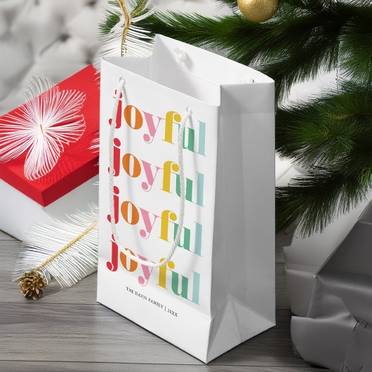 Petit Sac Cadeau Fun Multicolor "Joyeux" Fêtes Personnalisées