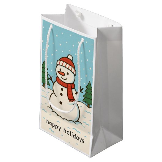 Petit Sac Cadeau Fun Snowman mignon Noël (Devant Angle)