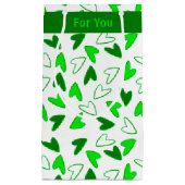 Petit Sac Cadeau Fun Whimsical Green Motif Coeurs blancs (Devant)