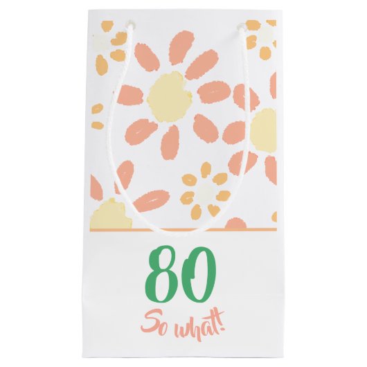 Petit Sac Cadeau Funny 80e anniversaire Floral (Devant)