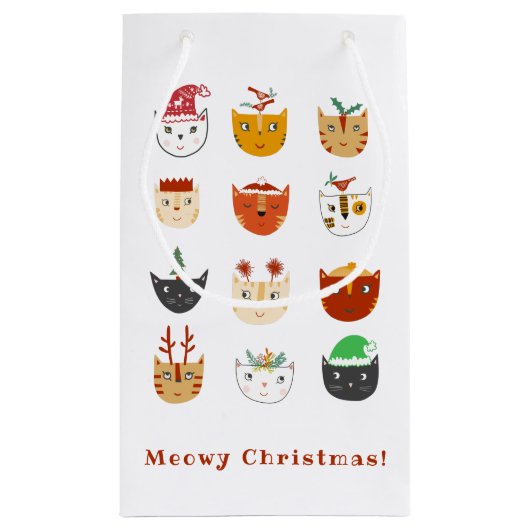 Petit Sac Cadeau Funny Cat Meowy Noël (Dos)
