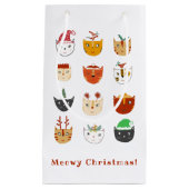 Petit Sac Cadeau Funny Cat Meowy Noël (Devant)