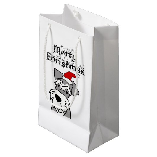 Petit Sac Cadeau Funny Schnauzer Dog Joyeux Noël (Devant Angle)