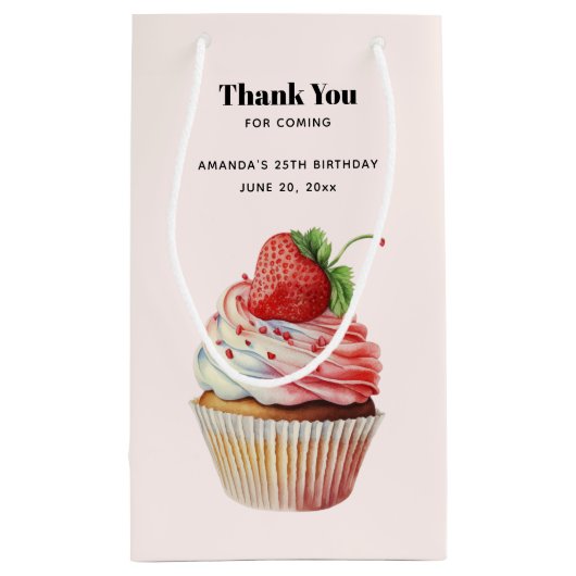 Petit Sac Cadeau Gâteau Cupcake Sucré Dessert Merci (Dos)