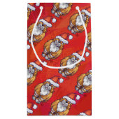 Petit Sac Cadeau Ginger Chat Noël Sur Rouge (Dos)