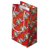 Petit Sac Cadeau Ginger Chat Noël Sur Rouge (Dos Angle)