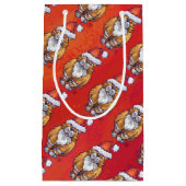 Petit Sac Cadeau Ginger Chat Noël Sur Rouge (Devant)