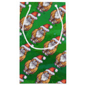 Petit Sac Cadeau Ginger Chat Noël Sur Vert (Dos)