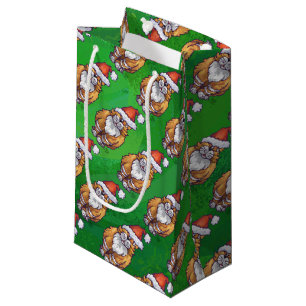 Petit Sac Cadeau Ginger Chat Noël Sur Vert
