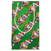 Petit Sac Cadeau Ginger Chat Noël Sur Vert (Devant)