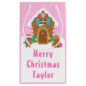 Petit Sac Cadeau Gingerbread House Bright Pink Merry Christmas (Dos)