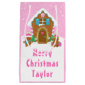 Petit Sac Cadeau Gingerbread House Bright Pink Merry Christmas (Devant)