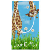 Petit Sac Cadeau Girafe avec lunettes en Herbe (Devant)