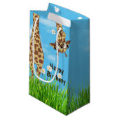 Petit Sac Cadeau Girafe d'anniversaire avec lunettes en herbe (Devant Angle)