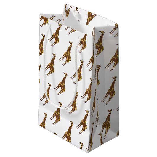 Petit Sac Cadeau Giraffe Brown et jaune Silhouette (Devant Angle)