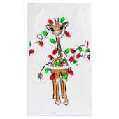 Petit Sac Cadeau Giraffe de vacances - scintillant rouge et vert lu (Dos)