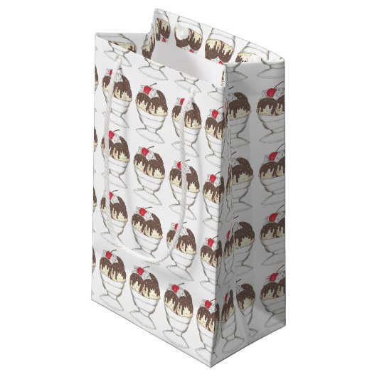 Petit Sac Cadeau Glace Chaude Fudge Sundae Dessert Pâtes Glacées (Devant Angle)