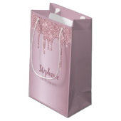 Petit Sac Cadeau Glam Rose Parties scintillant or personnalisée Bri (Dos Angle)