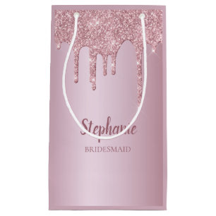 Petit Sac Cadeau Glam Rose Parties scintillant or personnalisée Bri