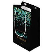 Petit Sac Cadeau Glam Turquoise Gold Parties scintillant Confetti B (Devant Angle)