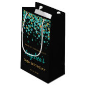 Petit Sac Cadeau Glam Turquoise Gold Parties scintillant Confetti B (Dos Angle)