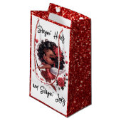 Petit Sac Cadeau Glamour Africain-Américain Cupidon (Devant Angle)