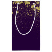 Petit Sac Cadeau Glittery Gold Confetti sur violet (Dos)