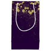 Petit Sac Cadeau Glittery Gold Confetti sur violet (Devant)