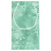 Petit Sac Cadeau Glossy Green Romantic Hearts Pattern (Dos)