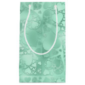 Petit Sac Cadeau Glossy Green Romantic Hearts Pattern (Devant)