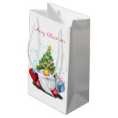 Petit Sac Cadeau Gnome mignonne avec arbre de Noël Casquette et cad (Dos Angle)