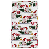 Petit Sac Cadeau Gnomes de Noël festifs, Poinsettia et cloches (Devant)