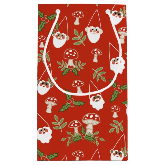 Petit Sac Cadeau Gnomes et champignons en vacances Red Woodland (Dos)