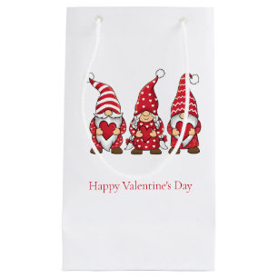 Petit Sac Cadeau Gnomes rouges aux coeurs Saint Valentin personnali
