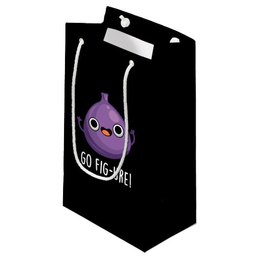 Petit Sac Cadeau Go Fig ure Funny Fig Fruit Pun Dark BG (Devant Angle)