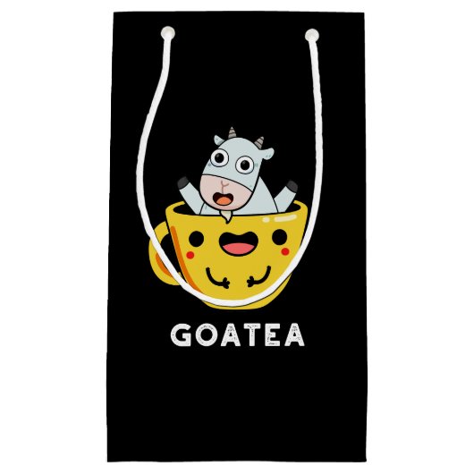 Petit Sac Cadeau Goatea Funny Chèvre Thé Pun Dark BG (Devant)