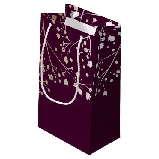 Petit Sac Cadeau Gold Baby's Breath Elegant Plum Mariage (Dos Angle)