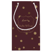 Petit Sac Cadeau Gold Confetti Love Bourgogne Mariage (Dos)