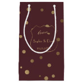 Petit Sac Cadeau Gold Confetti Love Bourgogne Mariage (Devant)