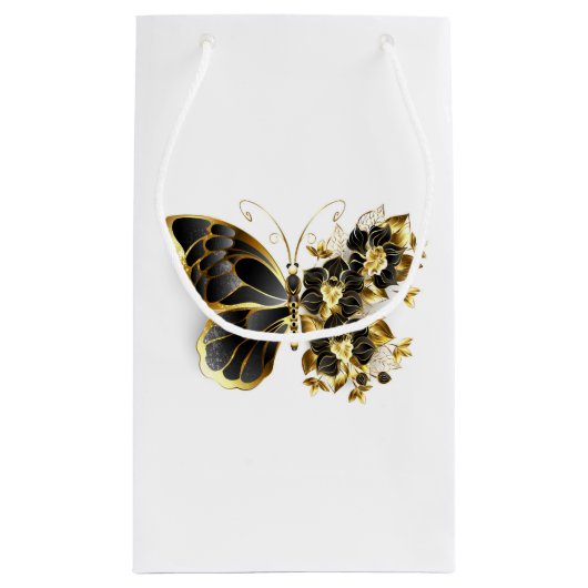 Petit Sac Cadeau Gold flower Butterfly with Black Orchid (Dos)